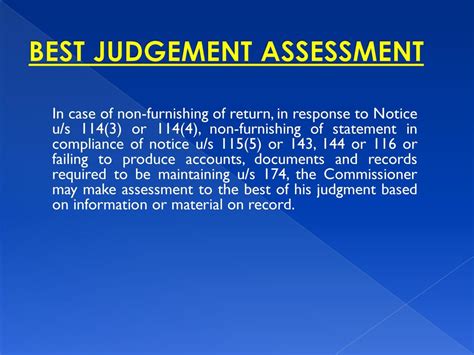 best judgement assessment in income tax
